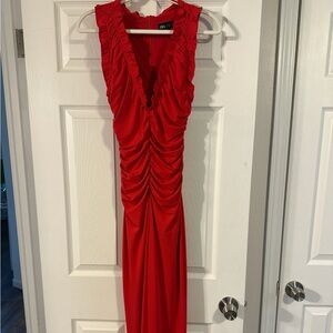 Elegant Red Ruched Dress